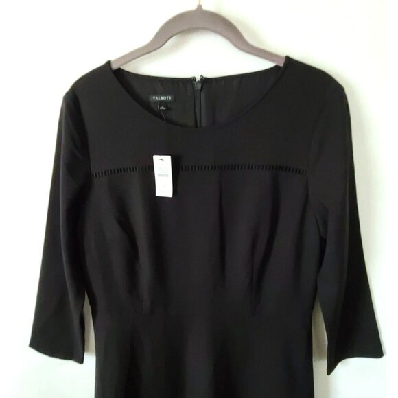 Talbots Fit & Flare LBD Dress 3/4 Sleeve Dress Sz 4 Black Zip Dressy NWT $149 - Picture 9 of 10